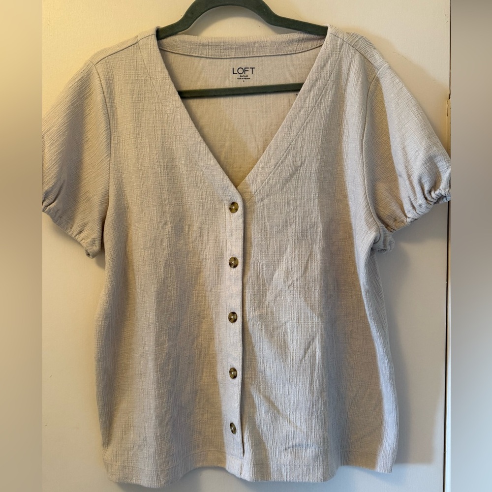 LOFT Off-White Textured Blouse